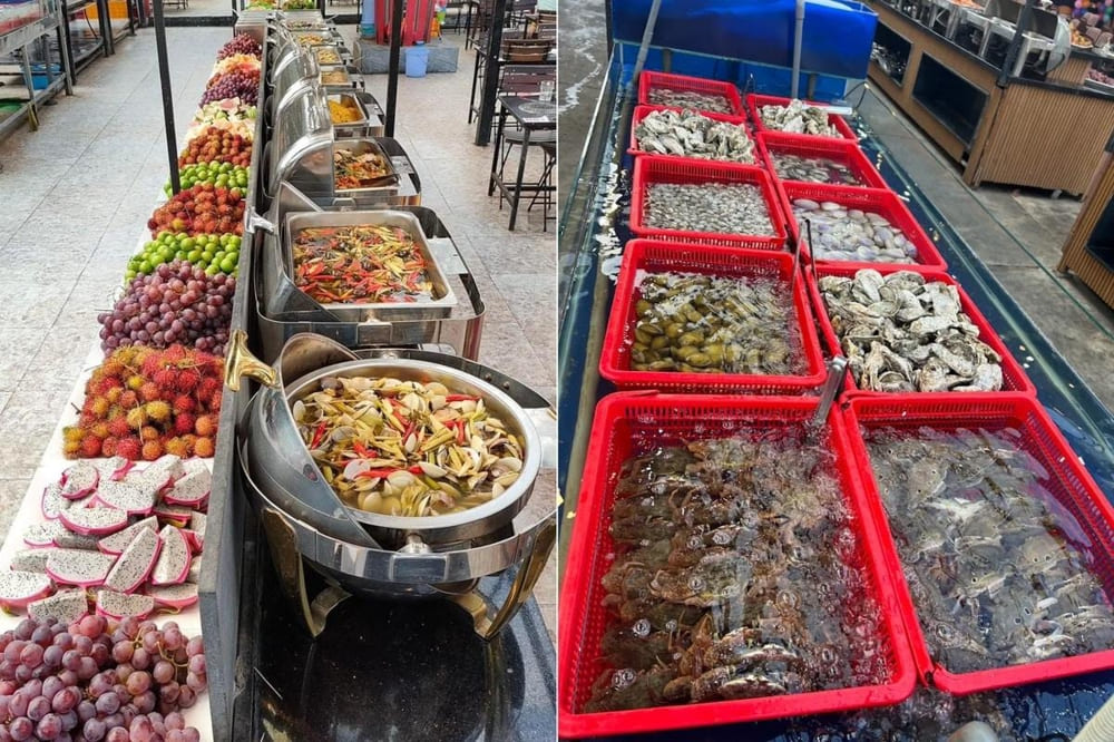 Buffet Khói phục vụ đa dạng hải sản theo mùa, từ chế biến sẵn cho đến tươi sống (Nguồn: Hệ Thống Buffet KHói)